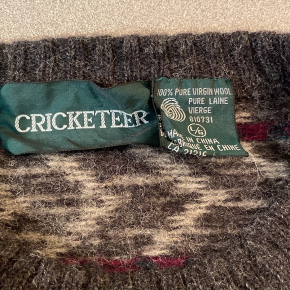 Cricketeer - Vintage Grandpa 100% pure virgin wool sweater    Size L - Picture 3 of 8
